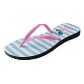 愛らしいイルカ，ライトブルーストライプのパーソナライズされたイルカ ビーチサンダル (アングル)