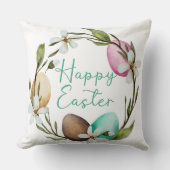 愛らしいイースタータウペピンクエッグスエレガントウォーター色 クッション (正面)