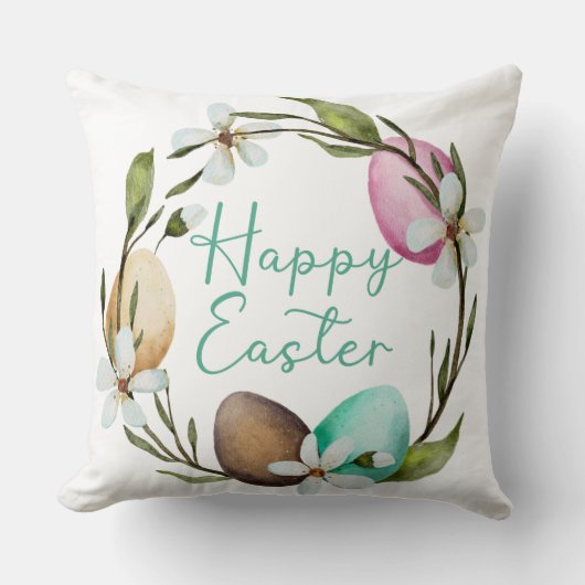 愛らしいイースタータウペピンクエッグスエレガントウォーター色 クッション (正面)