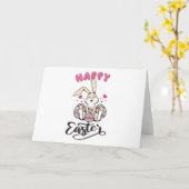 愛らしいイースターバニーからイースターのご挨拶 カード (黄色い花)