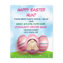 愛らしいイースターバニーとピンクのストライプ卵のイースター