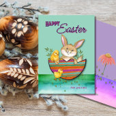 愛らしいイースターバニーと雛 シーズンカード