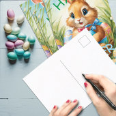 愛らしいイースターバニーウサギと卵 ポストカード