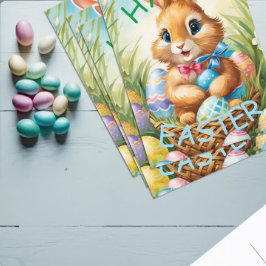 愛らしいイースターバニーウサギと卵 ポストカード