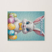 愛らしいイースターバニーキッズパーソナライズされた ジグソーパズル (横)