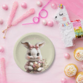 愛らしいイースターバニーピンクの弓色の卵 ペーパープレート (パーティー)