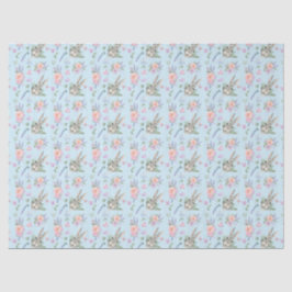 愛らしいイースターバニー春パステルフラワーブルー 薄葉紙