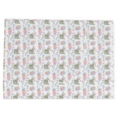 愛らしいイースターバニー春パステルフラワーホワイト ラージペーパーバッグ (裏面)
