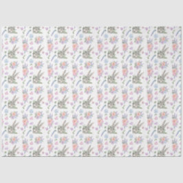 愛らしいイースターバニー春パステルフラワーホワイト 薄葉紙