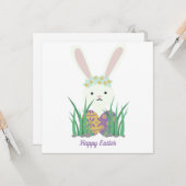 愛らしいイースターバニー&エッグス カード (正面/裏面インサイチュ)