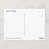 愛らしいイースターパピー、花と卵 ポストカード (裏面)