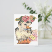 愛らしいイースターフワフワのアヒル ポストカード (スタンド正面)