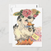 愛らしいイースターフワフワのアヒル ポストカード (正面/裏面)