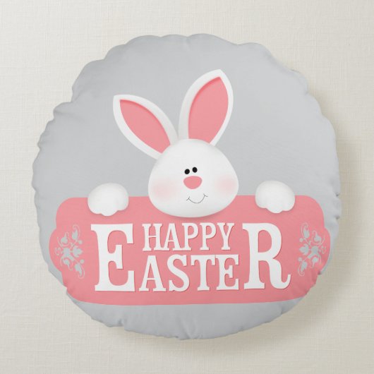 愛らしいイースターベビー – かわいい&コンフィ🐰🥚 ラウンドクッション (正面)