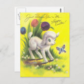 愛らしいイースターラム ポストカード (正面/裏面)