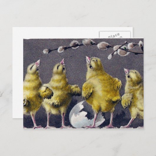 愛らしいイースターヴィンテージはがき シーズンポストカード (正面/裏面)