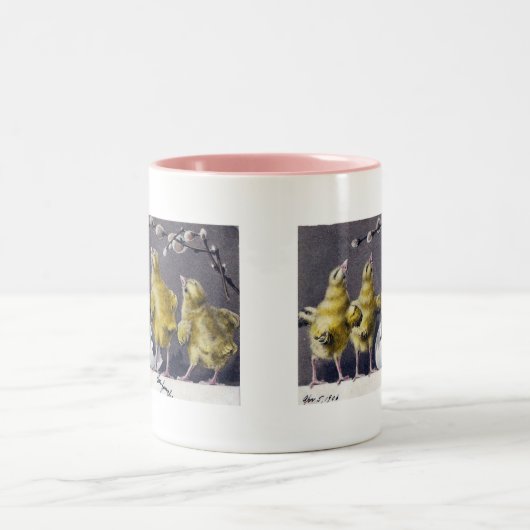 愛らしいイースターヴィンテージはがき ツートーンマグカップ (中央)