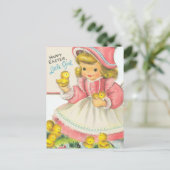 愛らしいイースター小さな女の子 ポストカード (スタンド正面)