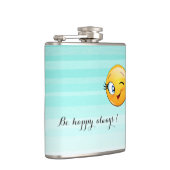 愛らしいウィンキング絵文字顔 – 常に幸せになる フラスク (右)