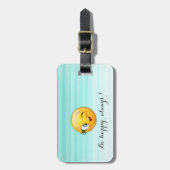 愛らしいウィンキング絵文字顔 – 常に幸せになる ラゲッジタグ (正面縦)