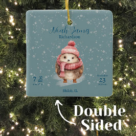 愛らしいウィンターヘッジホッグベビー誕生統計詳細 セラミックオーナメント