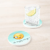 愛らしいウインク顔文字 - いつだって幸せに コースター (側面)