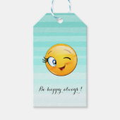 愛らしいウインク顔文字 - いつも幸せに ギフトタグ (正面)