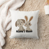 愛らしいウサギと子犬の友人キッズルーム クッション (ブランケット)