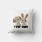愛らしいウサギと子犬の友人キッズルーム クッション (正面)