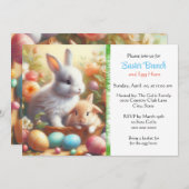 愛らしいウサギのイースター・ブランチ 招待状 (正面/裏面)