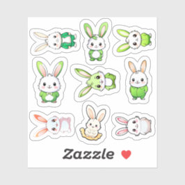 愛らしいウサギの動物9匹 シール