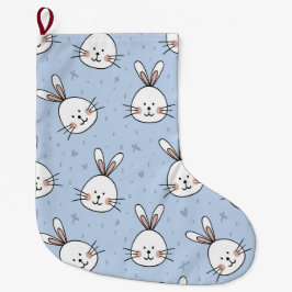 愛らしいウサギの柄 ラージクリスマスストッキング
