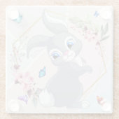 愛らしいウサギの花蝶をテーマ ガラスコースター (裏面)