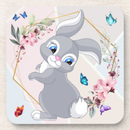 愛らしいウサギの花蝶をテーマ コースター