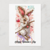 愛らしいウサギキューピッドバレンタイン ポストカード (正面)