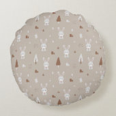 愛らしいウサギ子供部屋柄の丸い枕 ラウンドクッション (裏面)