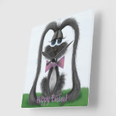 愛らしいウサギ スクエア壁時計 (傾斜)