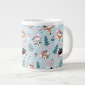 愛らしいウッドランドのクリスマス動物顔模様 ジャンボコーヒーマグカップ (正面右)