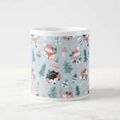 愛らしいウッドランドのクリスマス動物顔模様 ジャンボコーヒーマグカップ (正面)