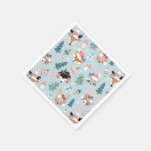 愛らしいウッドランドのクリスマス動物顔模様 スタンダードカクテルナプキン (角)