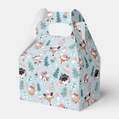 愛らしいウッドランドのクリスマス動物顔模様 フェイバーボックス (裏面サイド)