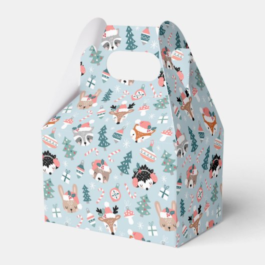 愛らしいウッドランドのクリスマス動物顔模様 フェイバーボックス (裏面サイド)