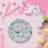 愛らしいウッドランドのクリスマス動物顔模様 ペーパープレート (パーティー)