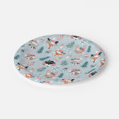 愛らしいウッドランドのクリスマス動物顔模様 ペーパープレート (アングル)