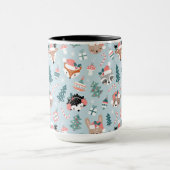 愛らしいウッドランドのクリスマス動物顔模様 マグカップ (中央)