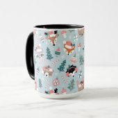 愛らしいウッドランドのクリスマス動物顔模様 マグカップ (正面左)