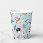 愛らしいウッドランドのクリスマス動物顔模様 紙コップ (左)