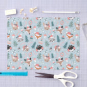 愛らしいウッドランドのクリスマス動物顔模様 薄葉紙 (クラフト)