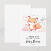 愛らしいウッドランドキツネベビーシャワー サンキューカード (正面/裏面)