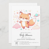 愛らしいウッドランドキツネベビーシャワー 招待状 (正面/裏面)